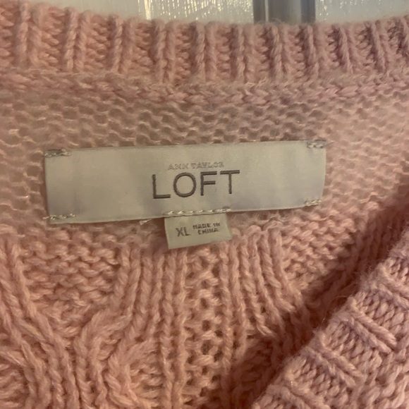 Loft Pink Cableknit Stripe Sweater - Picture 2 of 3
